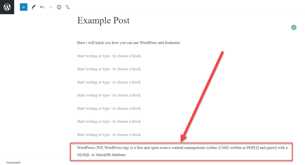 Inserted paragraph at the bottom of WordPress post